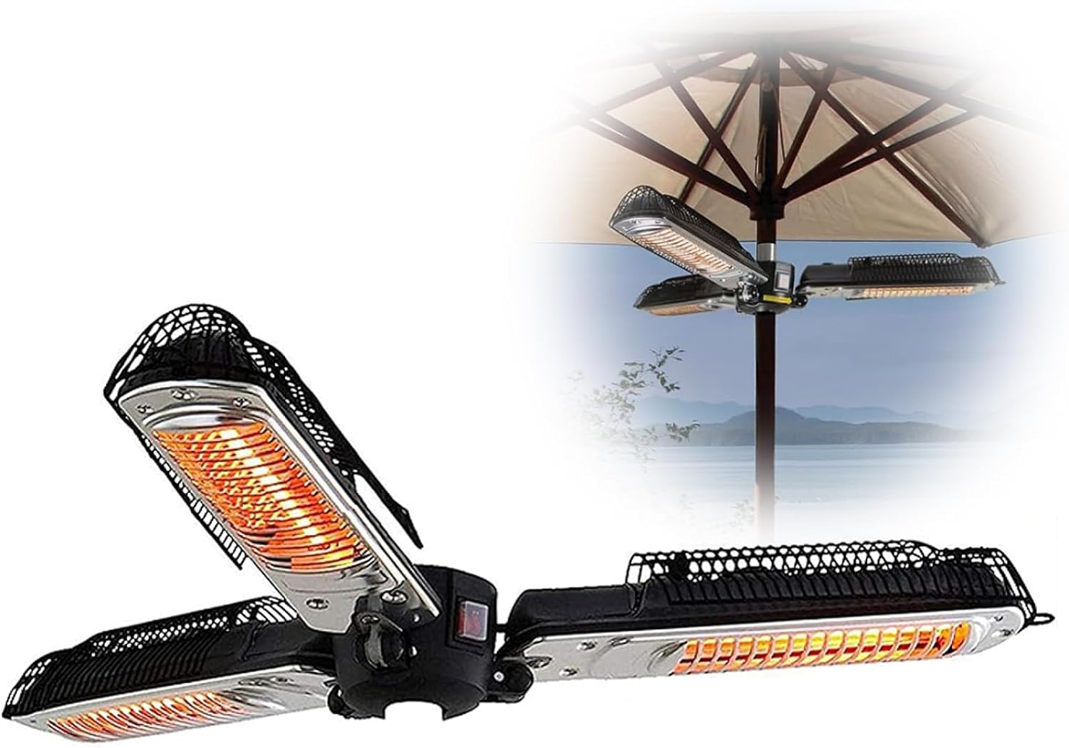 Outdoor Patio Umbrella Heater, 1500 Watt Hanging Heater/3 Heat Settings/IP34 Waterproof Protection