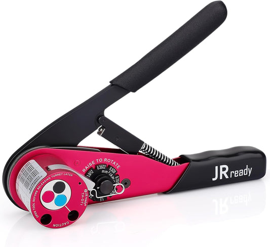 JRready Deutsch Crimp Tool Turret-Style (ACT-DT1 Equivalent to HDT-48-00) for DT/DTM/DTP Connectors Size 12/16/20 Solid Contacts (12-22AWG), 8-Indent Deutsch Crimper