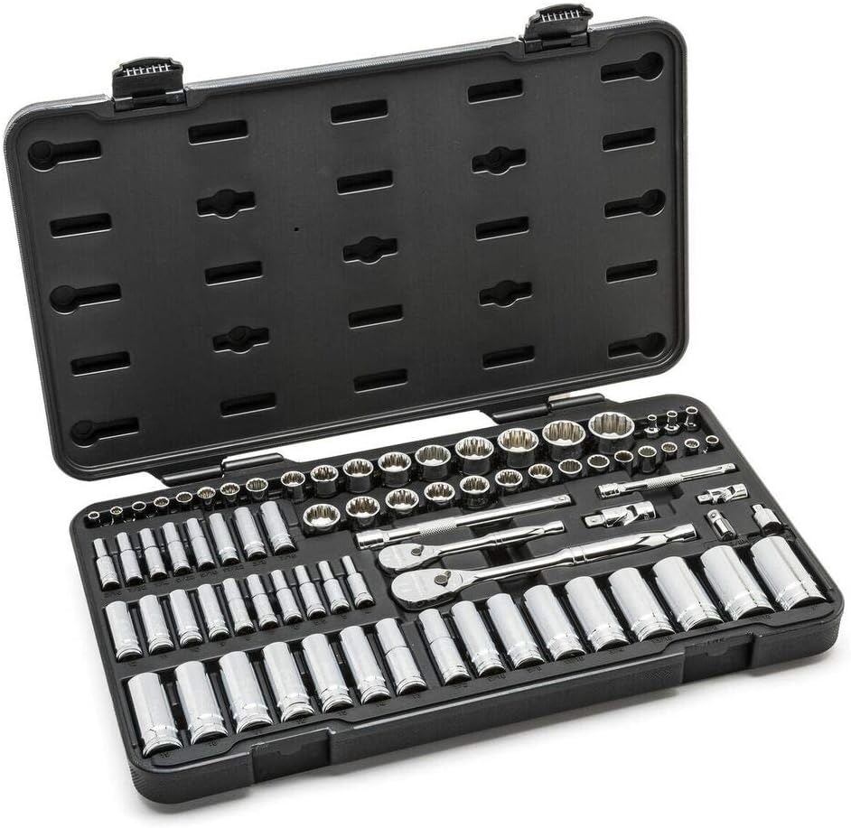 GEARWRENCH 76 Pc. 1/4" & 3/8" Drive 12 Pt. Standard & Deep Mechanics Tool Set, SAE/Metric - 80948