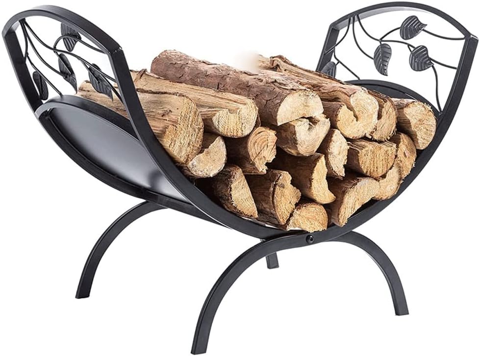 Outdoor Fireplace Firewood Rack Log Store Firewood Rack Medium Heavy Duty Indoor Firewood Holder Steel Wood Storage Log Rack Holder Fireplace Decoration(