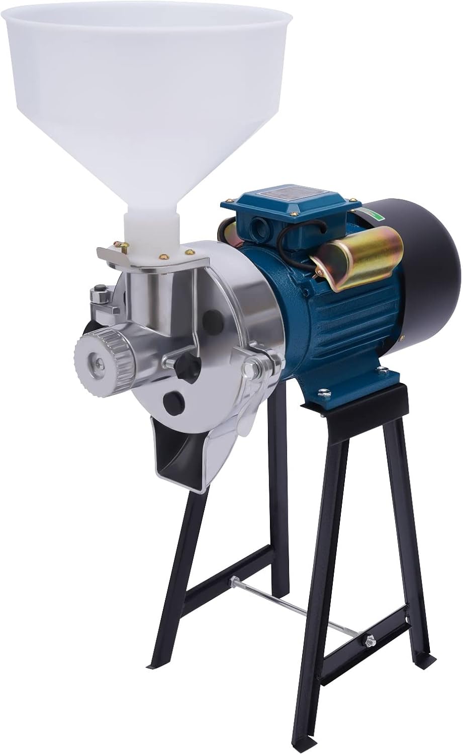 110V 2200W Electric Grain Mill Grinder Machine Wet and Dry Mill Machine W/Funnel Feed Soymilk Wheat Cereals Grinder Flour Mill Grinder for Home and Commercial Use Grinding Machine