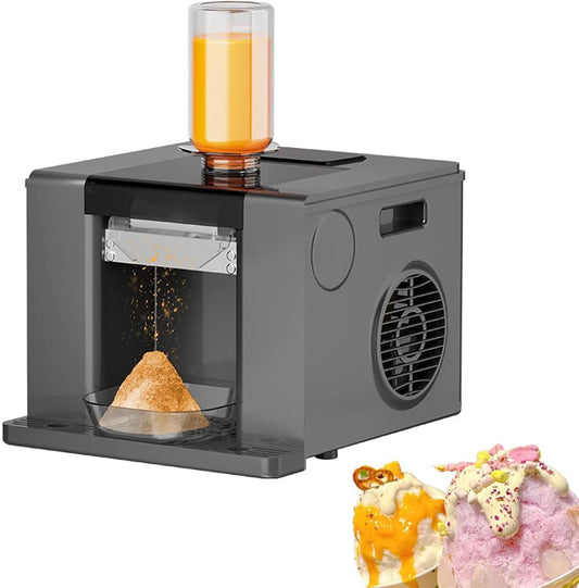 Automatic Snowflake Ice Cream Maker, Shaved Ice Machine with 750 ml Barrel and Receiving Tray, 60kg\/24h, Stainless Steel Electric Ice Crusher for Party, Bars, Dessert Shops Black