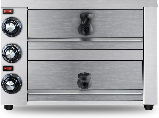 KOOTEN 2 Tier Tabletop Pizza Oven - Indoor Electric Commercial Stainless Steel With Timer for Home and Restaurant