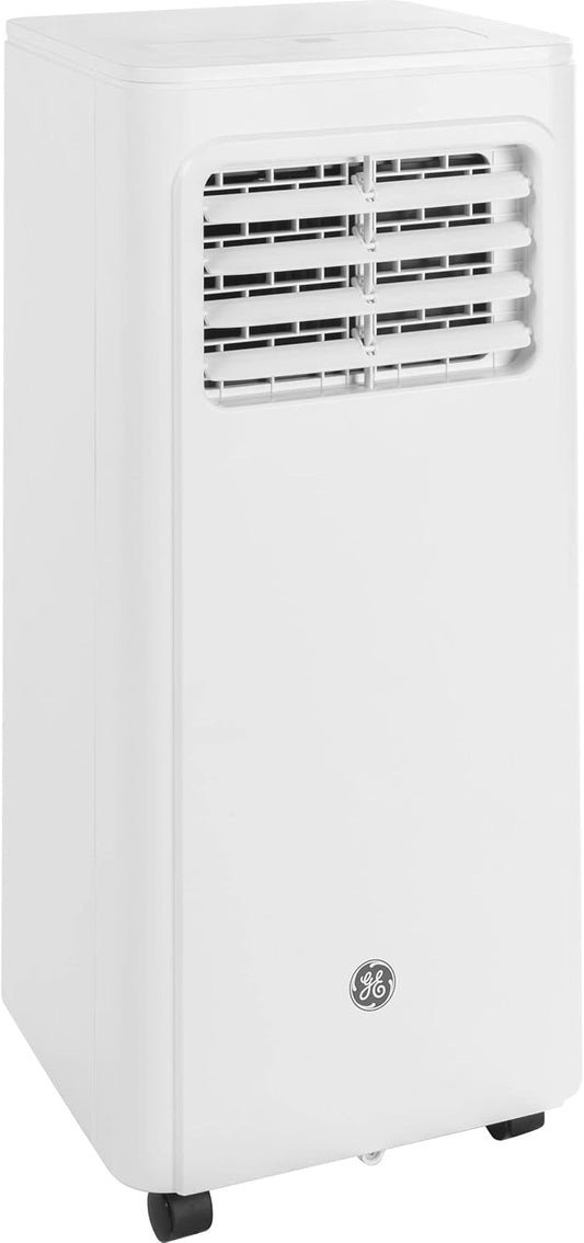 GE 8,000 BTU Portable Air Conditioner for Small Rooms up to 150 sq ft. (5,100 BTU SACC), 3-in-1 with Dehumidify, Fan and Auto Evaporation, Included Window Installation Kit