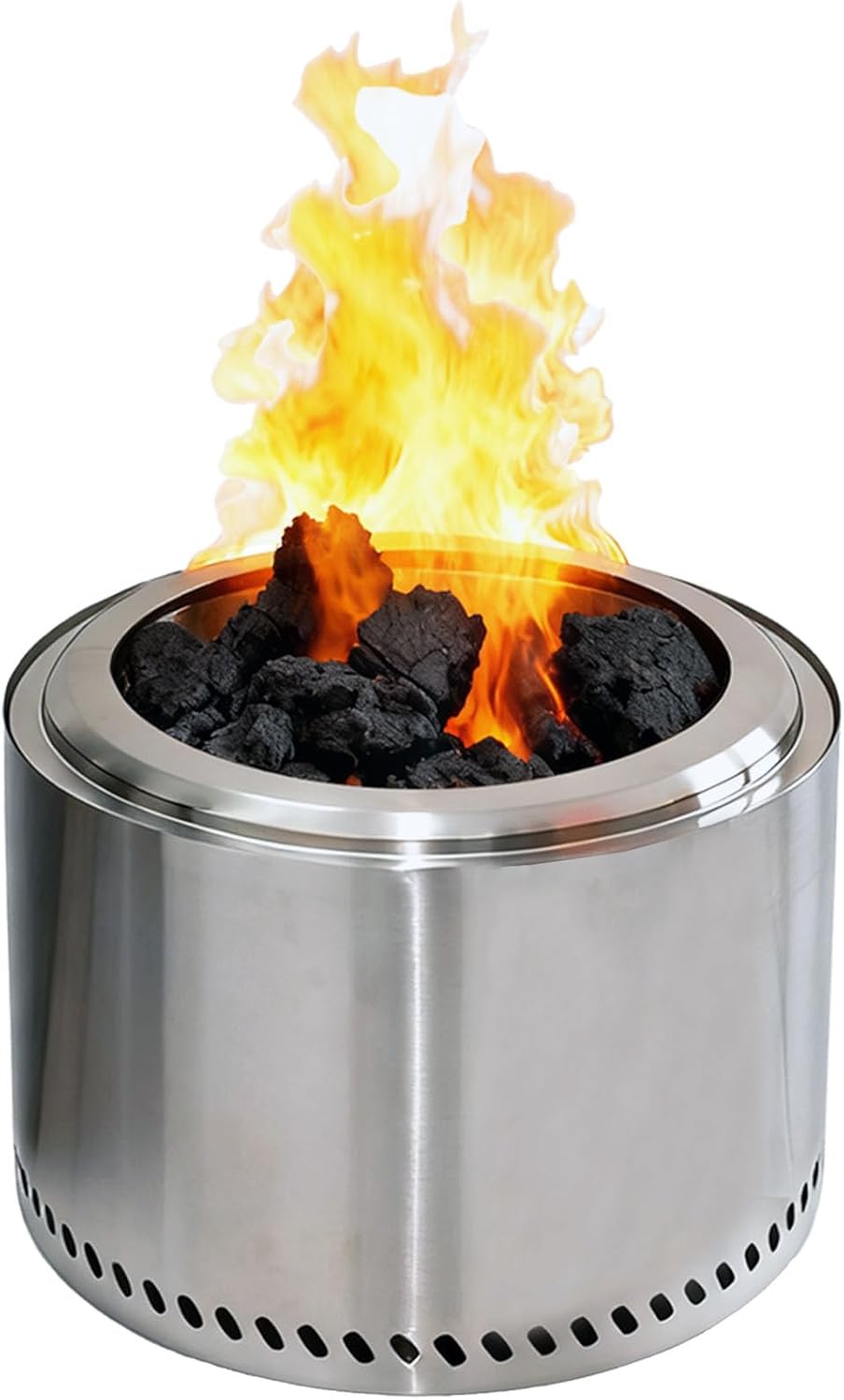 EAGWON 19" Smokeless Fire Pit with Air Switch, Wood Burning Portable Stainless Steel Outdoor Firepit with Removable Ash Pan for Camping, Backyard, Patio & Picnic