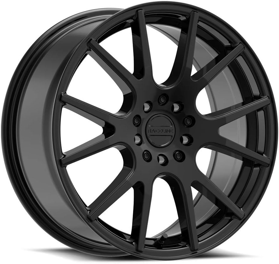 Raceline Wheels 147B INTAKE Wheel Gloss Black 17X7.5"5X110\/5X115 Bolt Pattern +40mm Offset\/(5.82"B\/S) 12 Spoke Aluminum Passenger Car Wheels, Full Size Replacement Black Car Rims