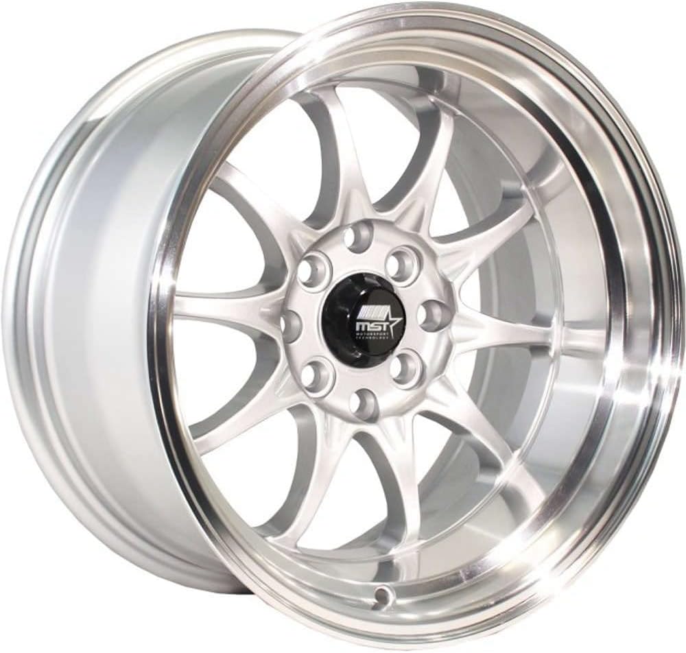 MT11 15x8.0 4x100/4x114.3 0 ET 73.1 CB Silver w/Machined Lip Single Wheel by MST