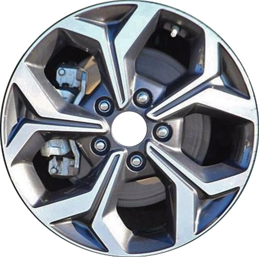 16" 16x6.5" New Replacement Machined and Grey Aluminum Alloy Wheel Rim for 2019-2021 KIA Forte | 74779