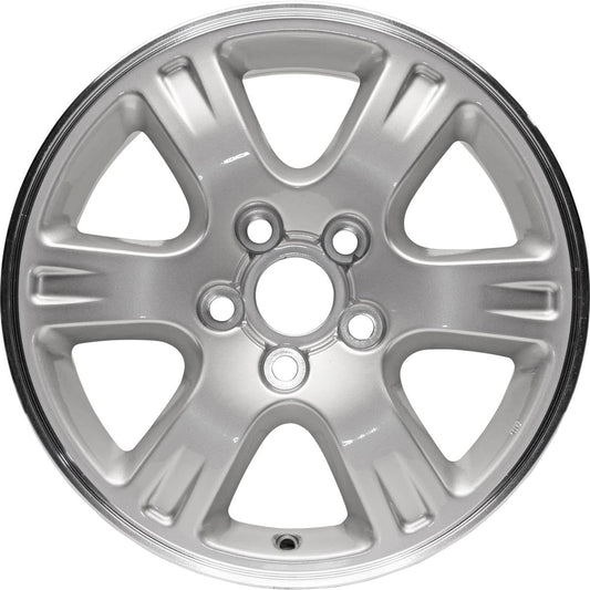 New Wheel 16x6.5 inch Rim For 2001-2007 Toyota Highlander Machined Lip, Painted Silver Face and Vents 5 x 4.5 mm6 Spoke