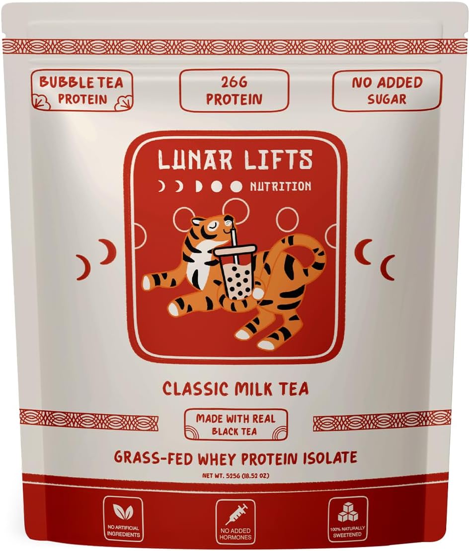 Classic Milk Tea Boba Protein Powder | Whey Protein Isolate | 26g Grass Fed Whey Protein Powder | No Added Sugar or Artificial Ingredients | Bubble Tea