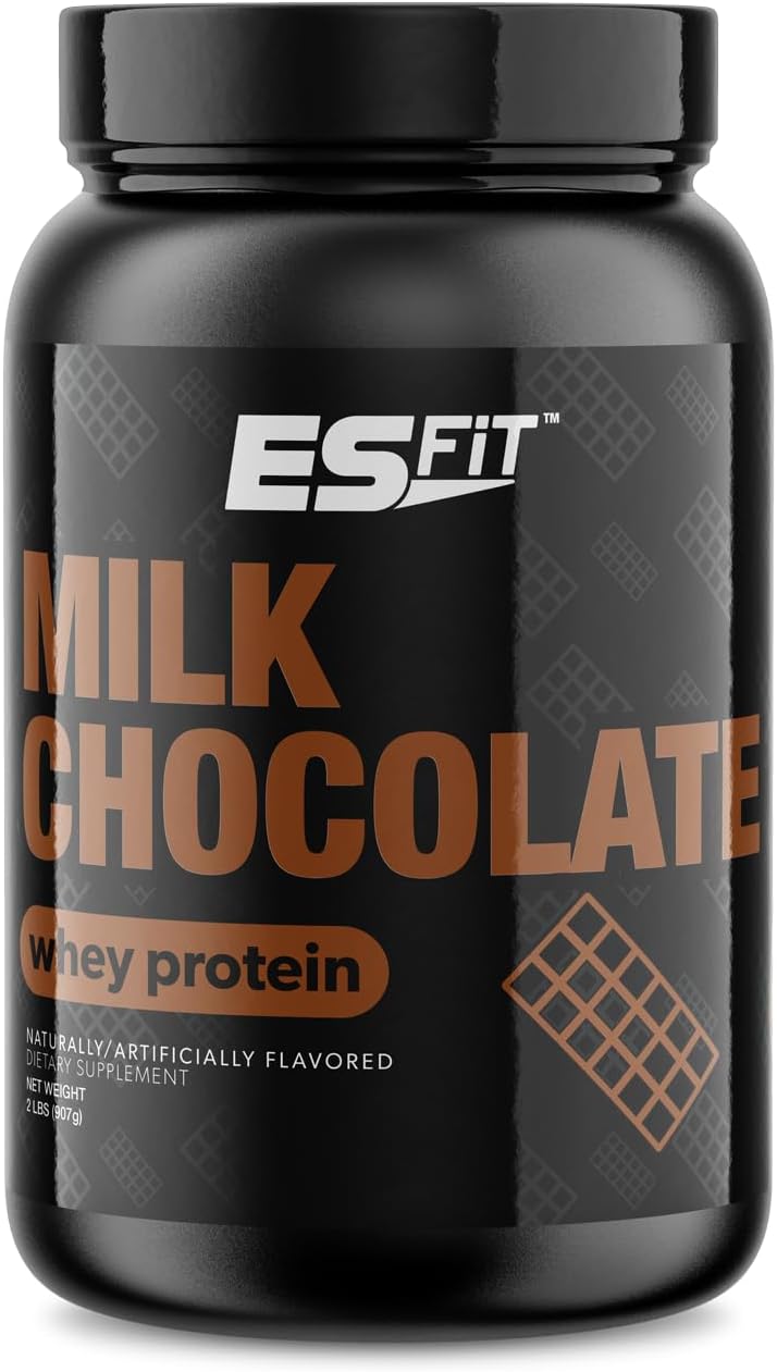 ES FIT Whey Protein Powder - Post Workout Whey Protein Isolate for Muscle Recovery, Non-GMO, BCAAs, Superior Taste, Tested and Certified, Milk Chocolate, 2 Pounds