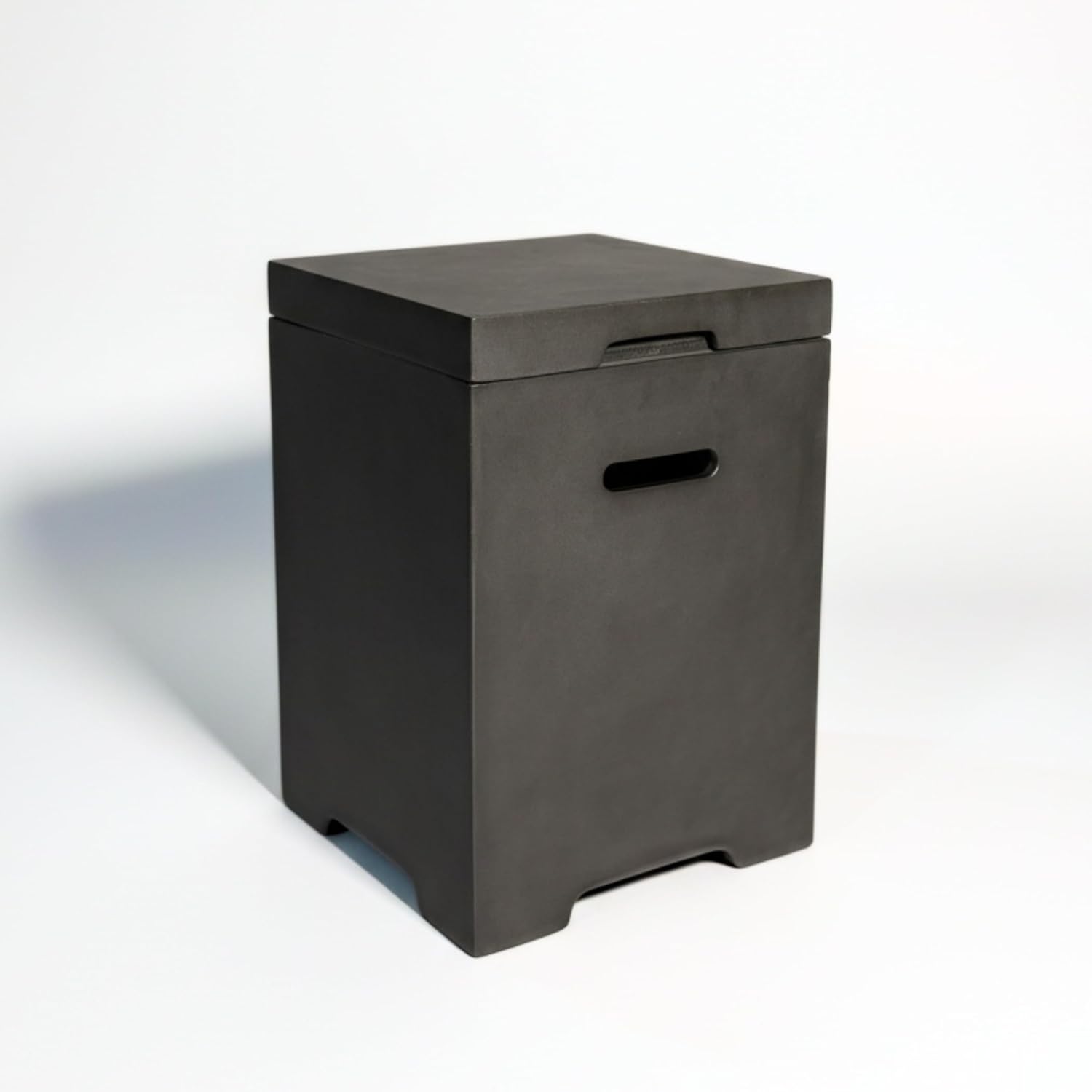 Light Concrete Propane Tank Cover Table Dark Grey Finish Outdoor Cylinder Hideaway for Gas Fire Pit And Griddle Side Table