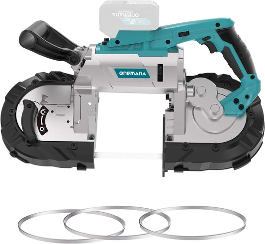 ONEMANA 5 inch Cordless BandSaw，20V Cutting Capacity Brushless Metal Band Saw,Not Hot Sparks, Portable BandSaw for Deep Cut with 6 Speeds Adjustable（Tool Only）