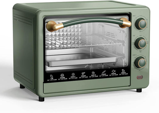 1500W Green Countertop Electric Oven - Efficient 32L Home Multifunctional Convection Oven for Baking Cookware by Home