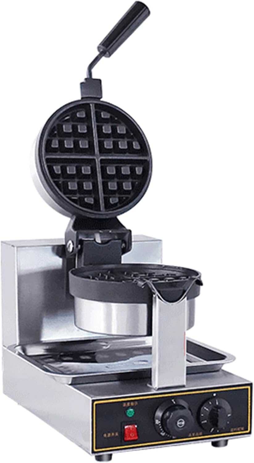 Commercial Electric Waffle Maker, Belgian Waffles Iron Machine,Stainless Steel Waffle Baker 360° Rotating,Non-Stick Egg Bubble Maker,50-250℃ Temperature Adjustable,1300W