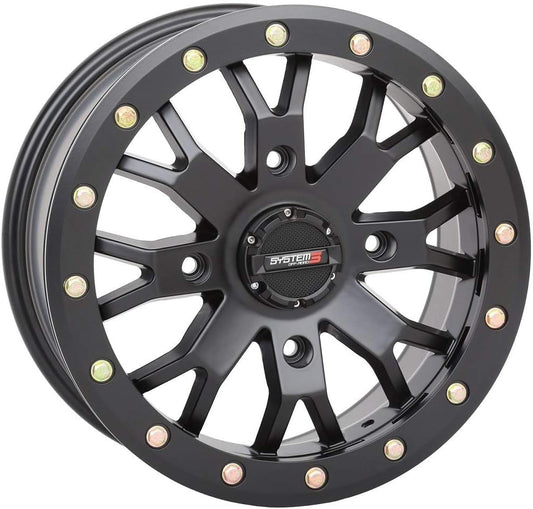 System 3 SB-4 Beadlock 15x7 ATV/UTV Wheel - Matte Black (4/156) 4+3 [15S3-3157]
