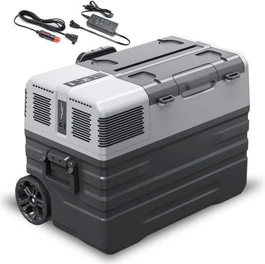 Portable Cooler Freezer\/Refrigerator AC\/DC Compressor Electric Cooler Trolley Wheels for Driving, Camping, Travel, Fishing, Outdoor and Home Use (42 Liter)