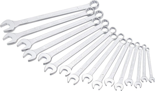 HAZET Combination Wrench Set 600SPC\/16 I 16 Tools, Output: External Double Hexagon, Width Across Flats: 7-24 Mm, Slim Ring Wrench Shank with Extra Sturdy Double T-Profile