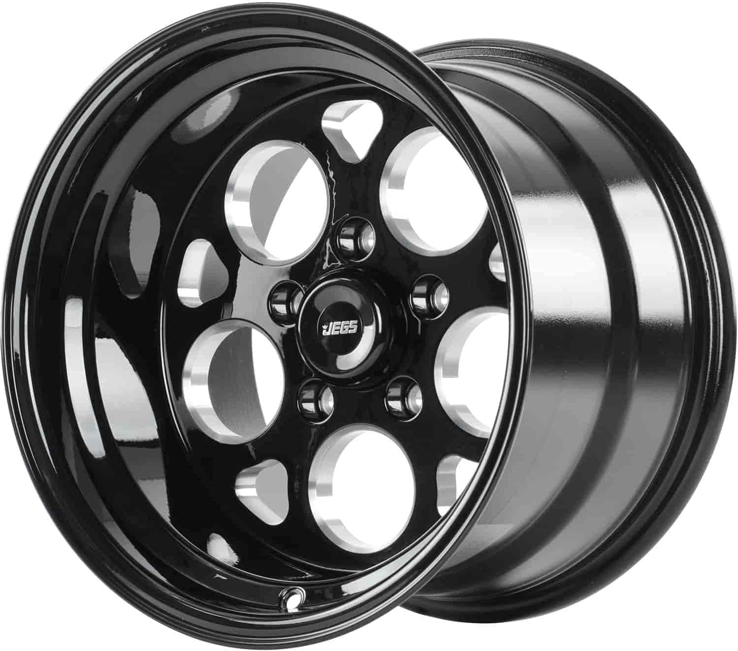 JEGS SSR Mag Wheel 15” x 10” | 5 x 4.5” Wheel Bolt Pattern Spacing | -25 mm Offset | 4.5” Backspacing | Gloss Black Powder Coat | 3.27” Center Bore | Includes Center Cap