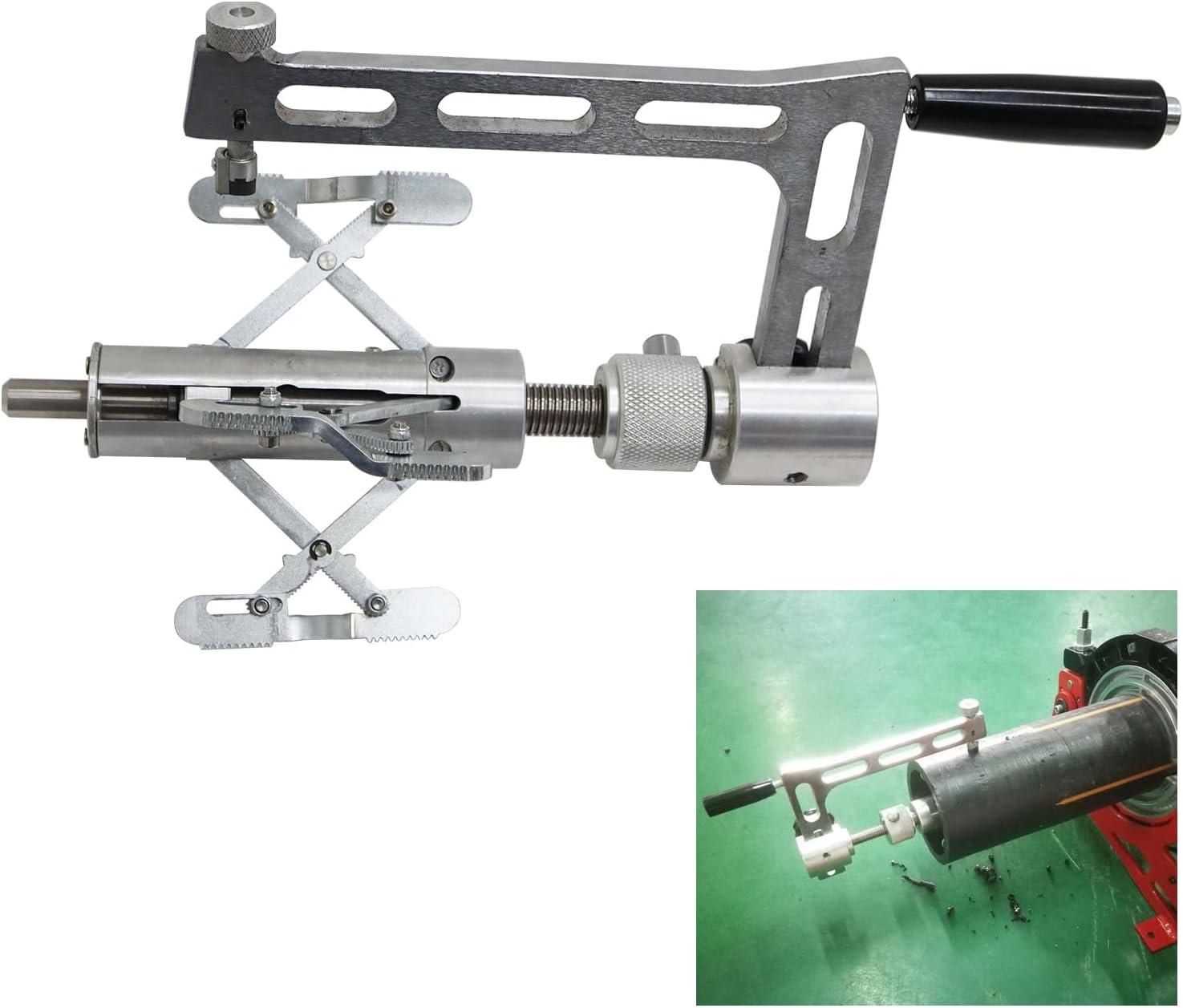 TECHTONGDA Plastic HDPE Pipe Scraper, Rotary Scraper PE Pipe External Scraping Tool, Aluminum Alloy Pipe Surface Oxidation Layer Scraper, Tube ID Rang 2.95-7.87 Inch, Maximum Scraping Depth 5.1"