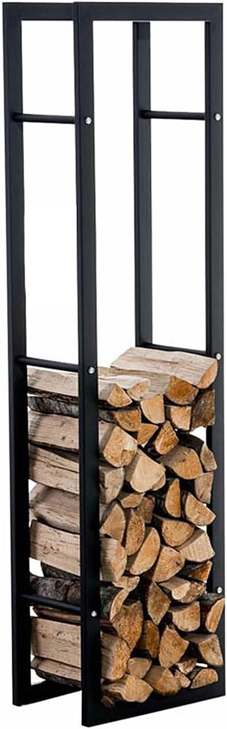 Outdoor Fireplace Log Rack, Metal Frame, Firewood Storage Holder, Perfect for Fireplace, Firepit, Tall Wrought Iron Wood Rack,