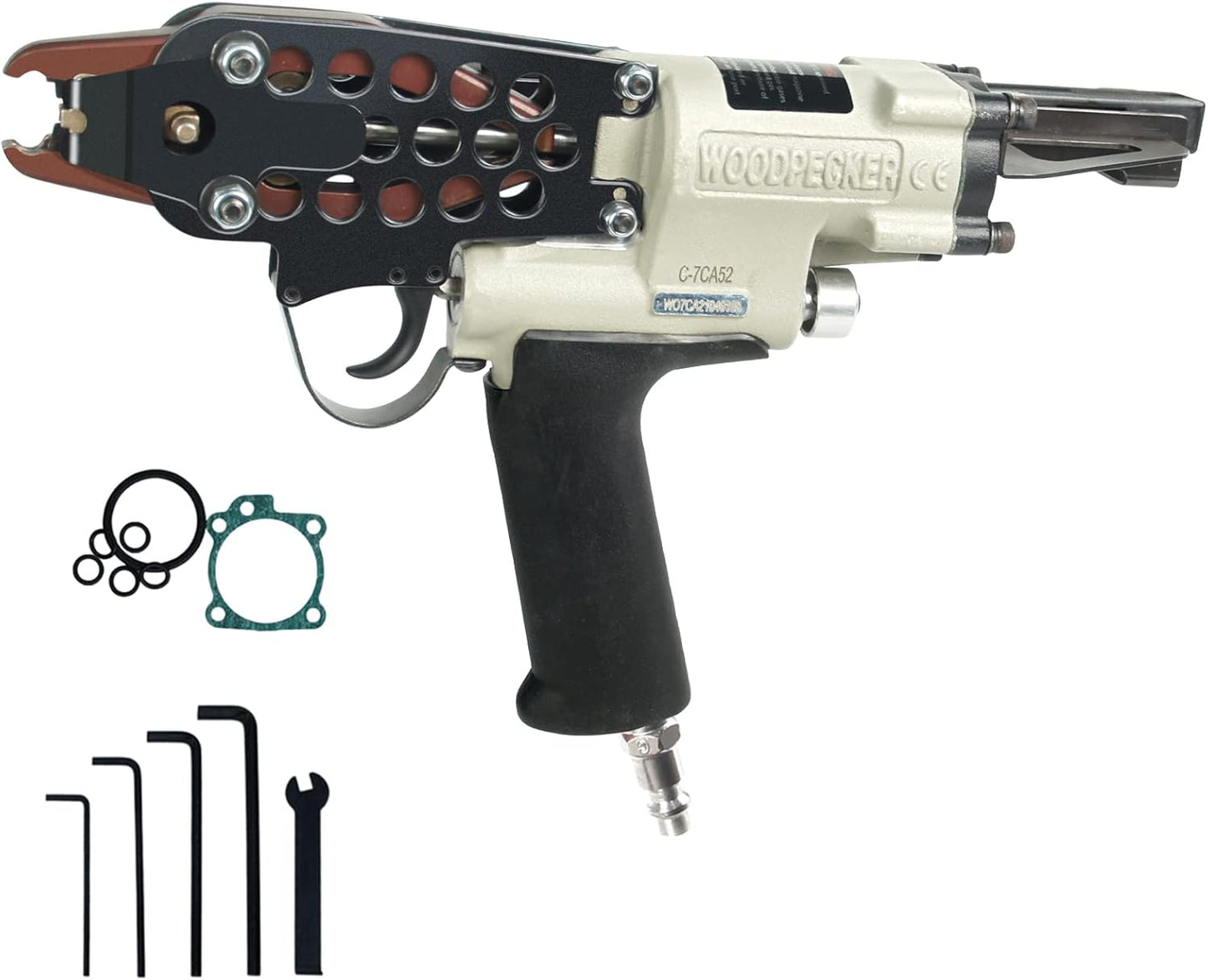 WOODPECKER C-7CA 15 Guage 3/4-Inch Hog Ring Gun, 4.8mm to 5.2mm Closing Dia. Pneumatic Hog Ring Plier Tool Air C Ring Gun for Fencing, Cages Making, Mattress