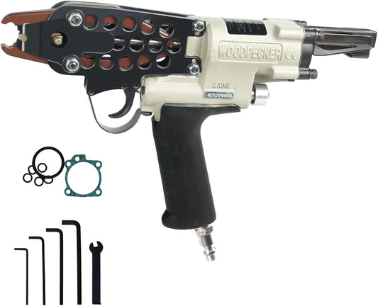 WOODPECKER C-7CA 15 Guage 3/4-Inch Hog Ring Gun, 4.8mm to 5.2mm Closing Dia. Pneumatic Hog Ring Plier Tool Air C Ring Gun for Fencing, Cages Making, Mattress