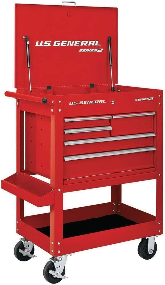 30 Inch 5 Drawer 704 Lb. Capacity Glossy Red Tool Cart