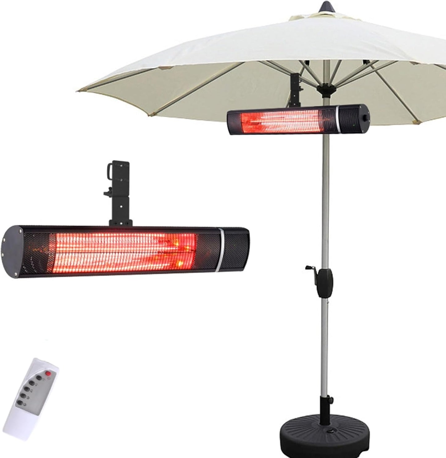 Portable Wall Garage Heater, Electric Patio Heater w\/ 3 Power Settings, Remote Control, IP65 Waterproof for Outdoor\/Indoor Use(With umbrella holder)
