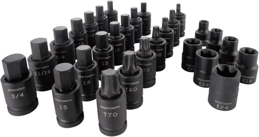 CRAFTSMAN Impact Socket Set, 1/2-Inch Drive, 28-Piece, MM/SAE (CMMT42031)