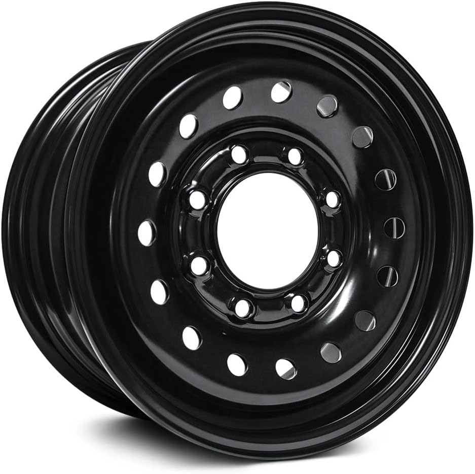 16x6.5 inch Custom Wheel - Black Dually Style Steel Rim ST Bolt- Pattern 8x165.1 mm Offset 28 mm