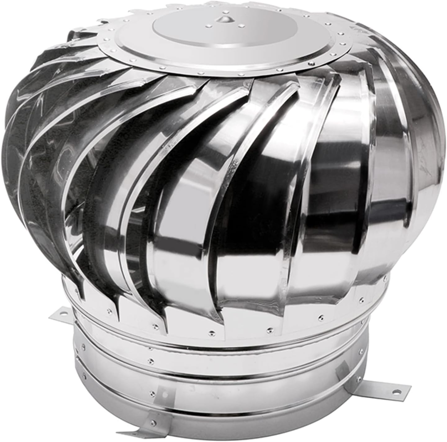 Turbine Ventilator Stainless Steel Rotating Chimney,Spinner Anti Downdraught Chimney,Cowl Cap with Claw Base Energy Saving,for Houses Factory Attic Farm,500mm