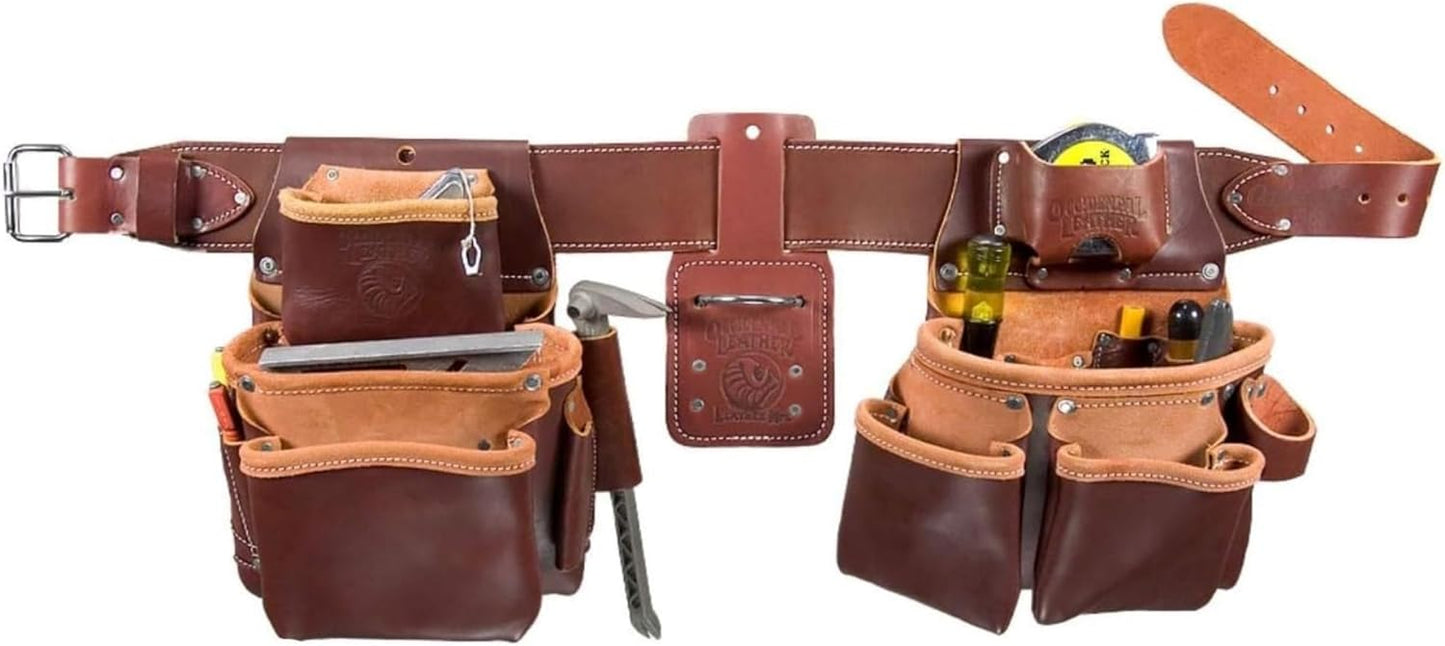 Occidental Leather Pro Framer Tool Belt Set with Double Outer Bag - Large - 22 Pockets & Tool Holders - Premium Top-Grain Leather - Made in USA