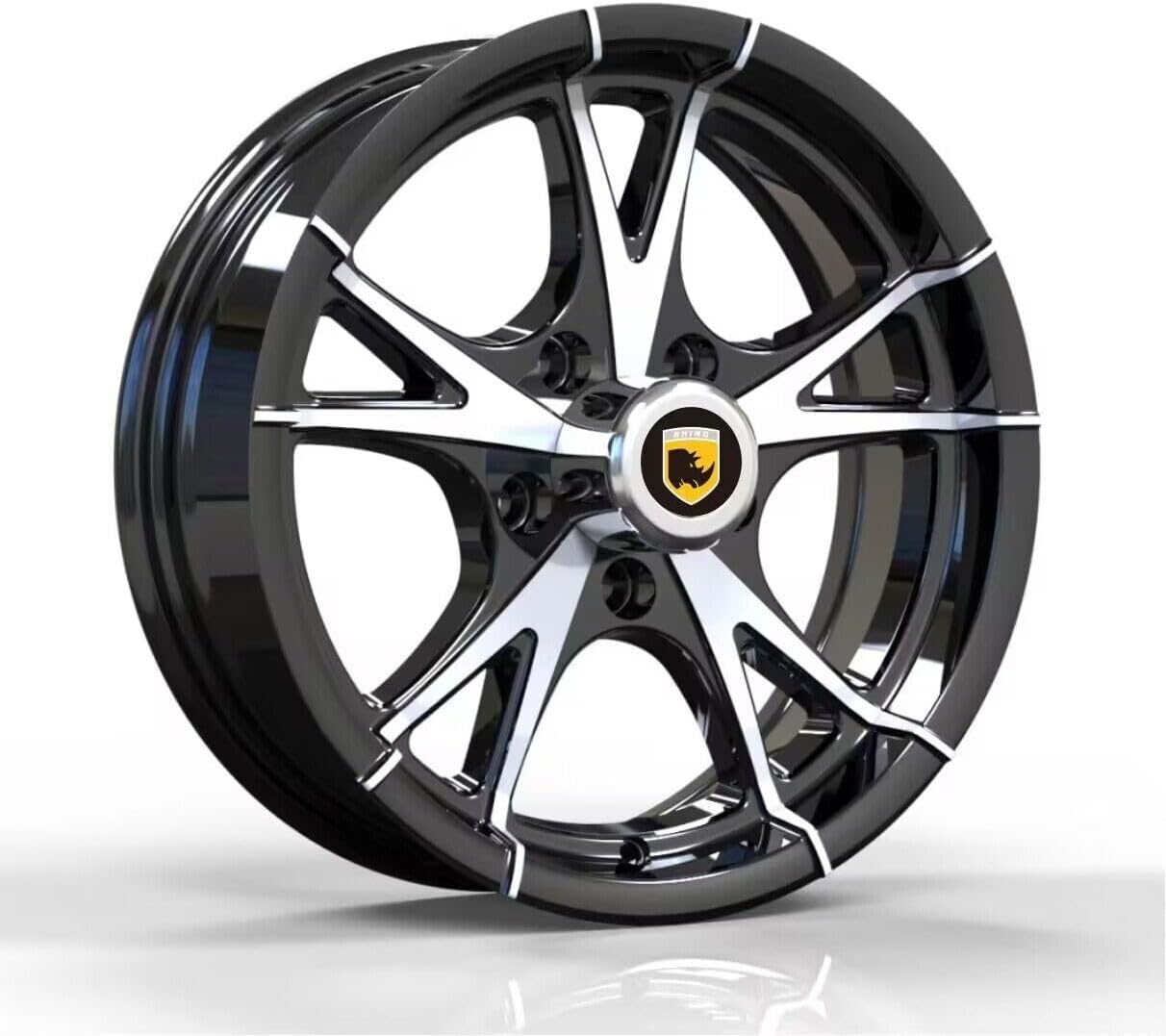 Generic 15x5, 5x4.5 Premium Aluminum Trailer Wheel, Black Machine Faced 5Lug Trailer Rim