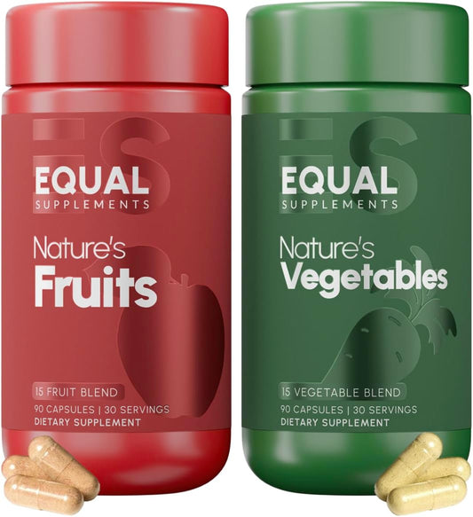 Equal Supplements Fruits and Vegetables Supplements | Balance with Fruit and Veggies Supplement of Nature | Fruit and Vegetable Capsules for Adults, Simply Natures Superfood | 90 Count, 1 Mo Set