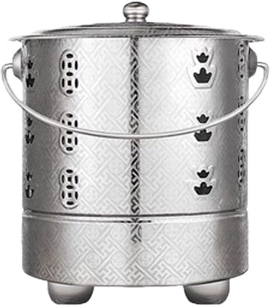 Incinerator, Galvanized Trash can, Metal Fire Pit, Including Tripod, Fire Hook, Inner Liner, for Leaves, Trash, Camping, Bonfire(Silver)