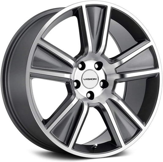 Vision STUNNER Custom Wheel - 20x11, 40 Offset, 5x120.65 Bolt Pattern, 67.1mm Hub - Anthracite with Machined Face Rim