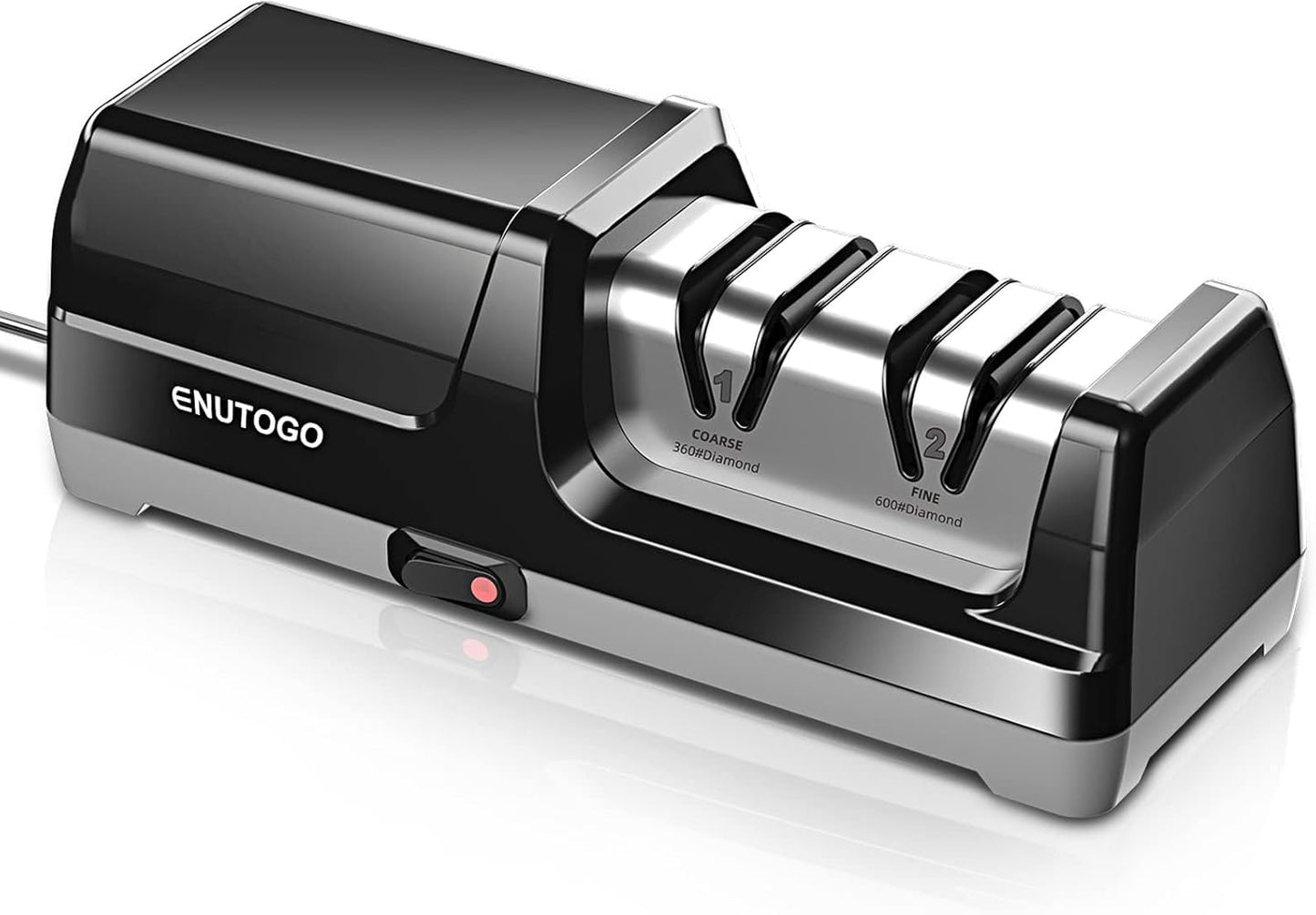Enutogo Knife Sharpener, Professional 2-Stages Eleltric Knife Sharpeners with Diamond Abrasives for 20-Degree Straight Edge, Knife Sharpener for Kitchen Knives with Sharpening and Polishing