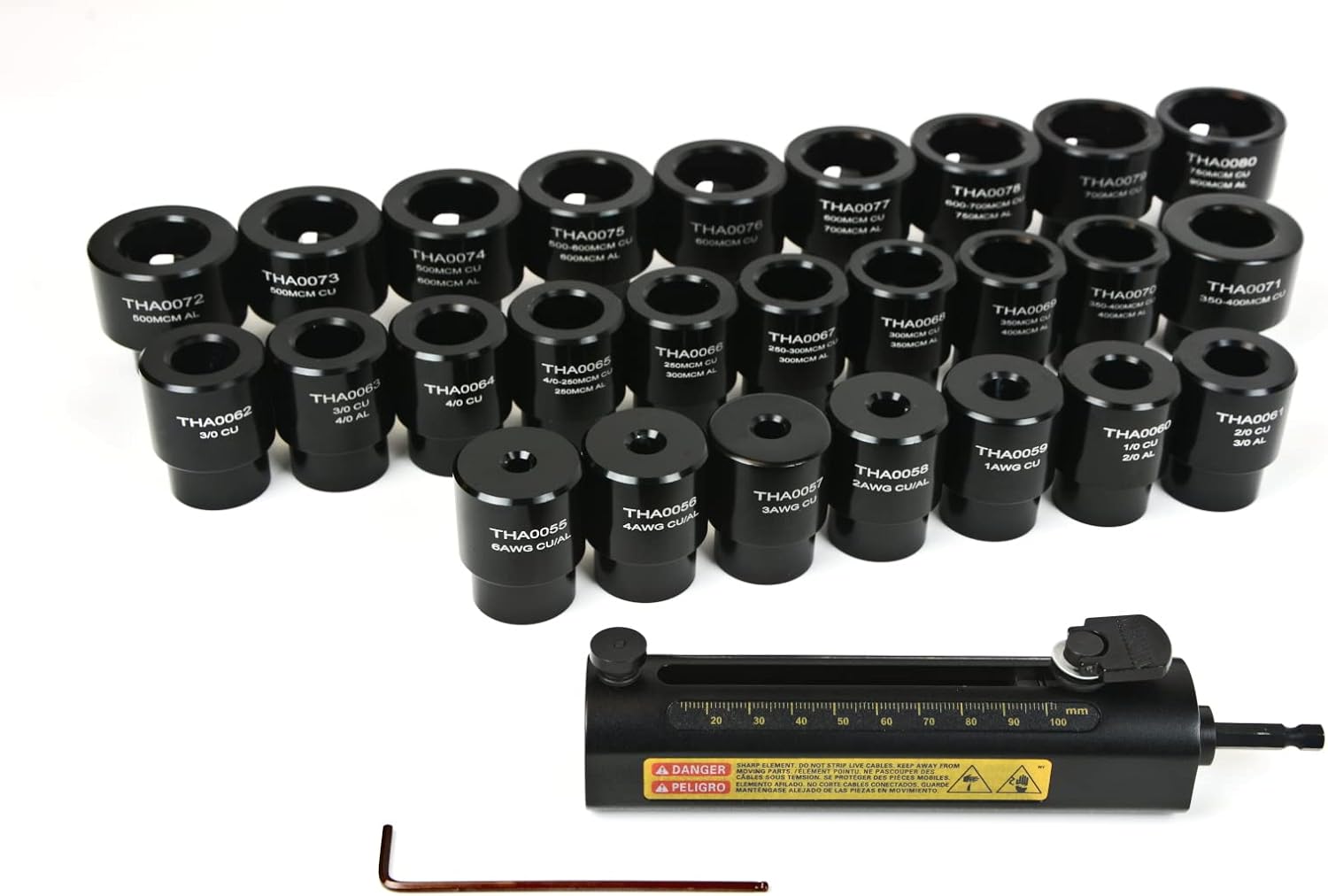 TEMCo TH0410 Rotary Large Wire - Cable Stripper Kit for THHN/XHHW 6 Gauge to 750 MCM (Compatible with any drill)