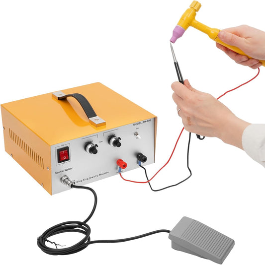Jewelry Welding Machine, 80A 110V Pulse Sparkle Spot Welder Professional Handheld Welding Gun Gold Silver Soldering Tools, Adjustable Jewelry Soldering Complete Kit for Jewelry Soldering (Yellow)