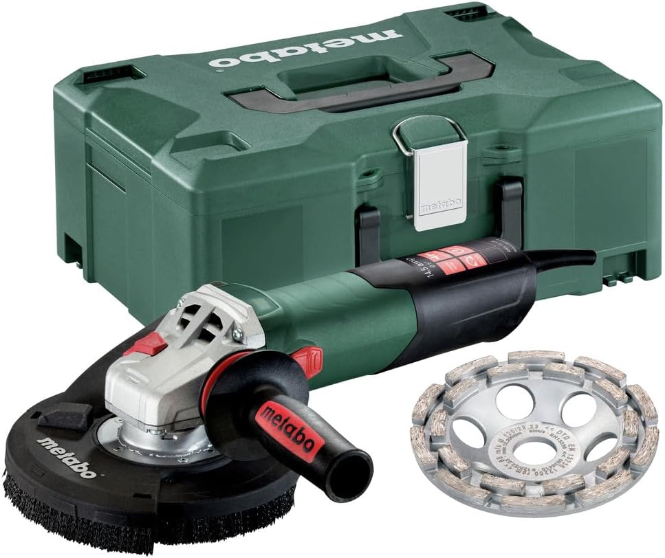 Metabo 5-Inch Concrete Renovation Angle Grinder Kit | Variable Speed | 2,800-9,600 RPM | 14.5 Amps | Slide Switch (Locking) | Electronics | RSEV 17-125 Set