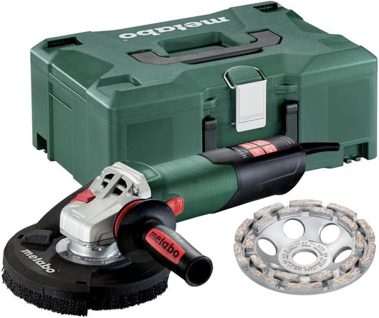 Metabo 5-Inch Concrete Renovation Angle Grinder Kit | Variable Speed | 2,800-9,600 RPM | 14.5 Amps | Slide Switch (Locking) | Electronics | RSEV 17-125 Set