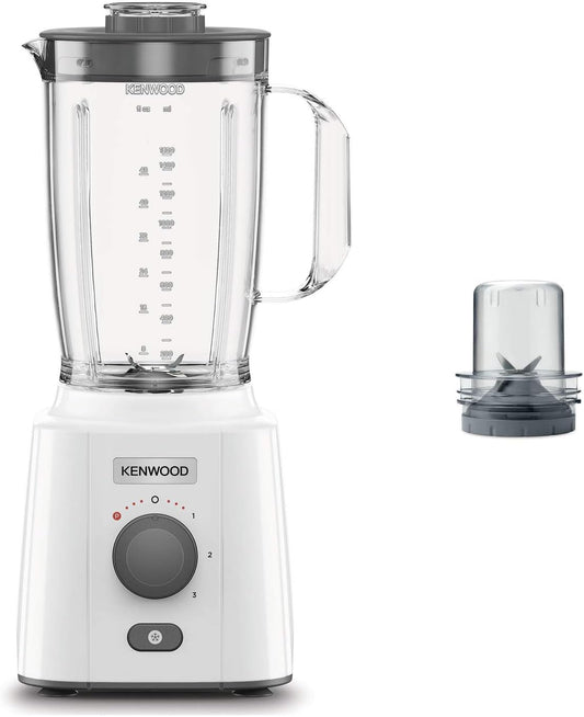 Kenwood BLP41.C0WH Blender, 2L jug with practical handle, steel blades, 3 speeds+pulse, including chopped accessory, non-slip feet, plastic, white and gray