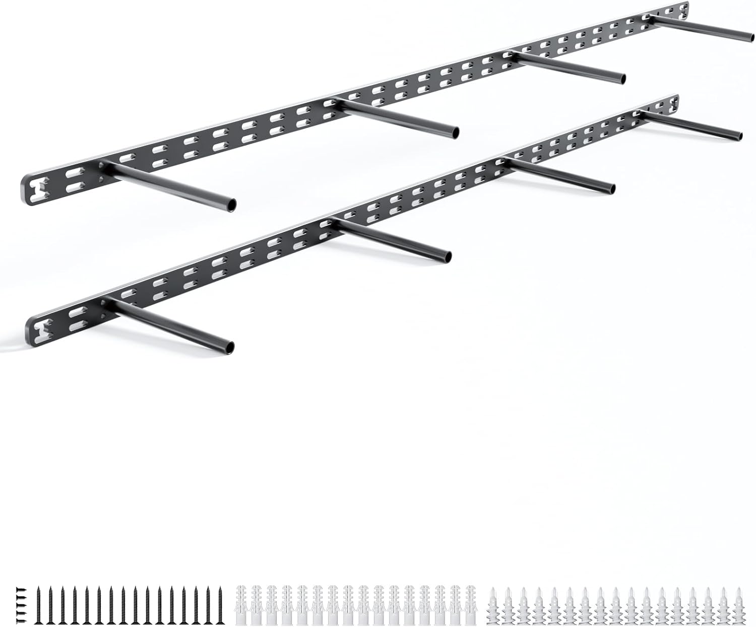 2pcs Floating Shelf Bracket Heavy Duty,Decorative Floating Shelf Hardware Hidden Black Metal Fireplace Mantel Brackets Without Jig (43"X8"X1.0" Without Tools)