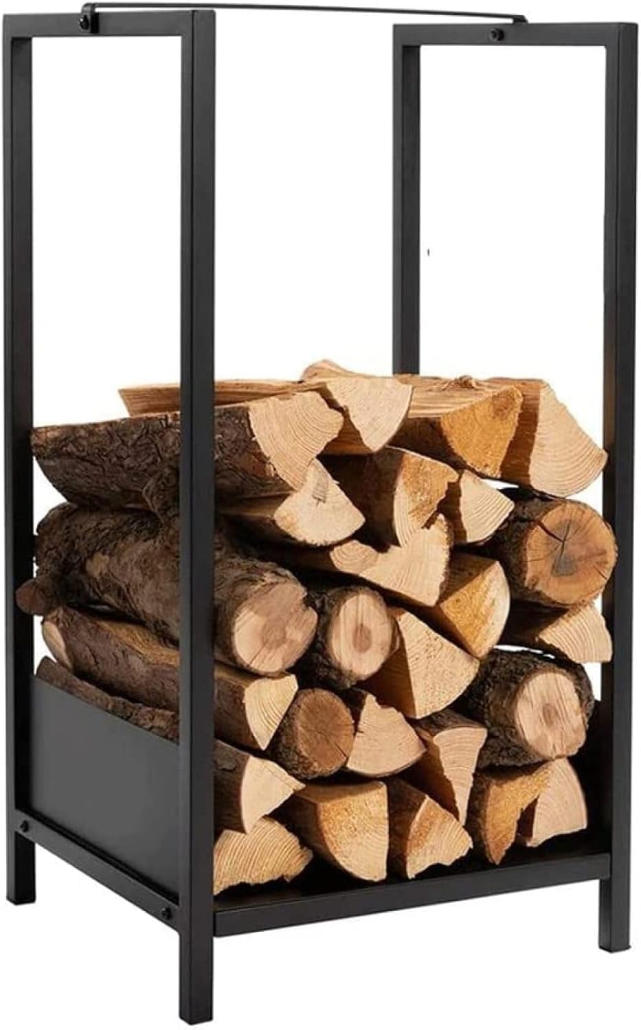 Firewood Holder Firewood Rack Heavy Duty Steel Firewood Holder for Outdoor Black Metal Coated Log Store for Indoor Wood Log Store,