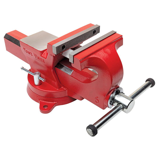Yost Vises ADI-6 Heavy Duty Vise | 130,000 PSI Tensile Strength Austempered Ductile Iron Bench Vise | 6 Inch Jaw Width with a 360 Degrees Interlocking Swivel Base and 2 Lockdowns | Red