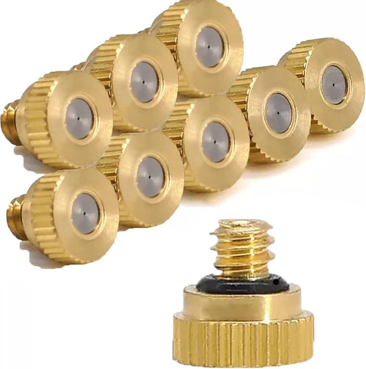 Pfeilzieher 10pcs misting nozzles for Cooling System Low Pressure Brass Mister nozzles Fog Nozzle Water Mister Sprinkle for Patio Garden Sprayer Irrigation Tool kit 0 004 0 039 Orifice Size 0 5mm