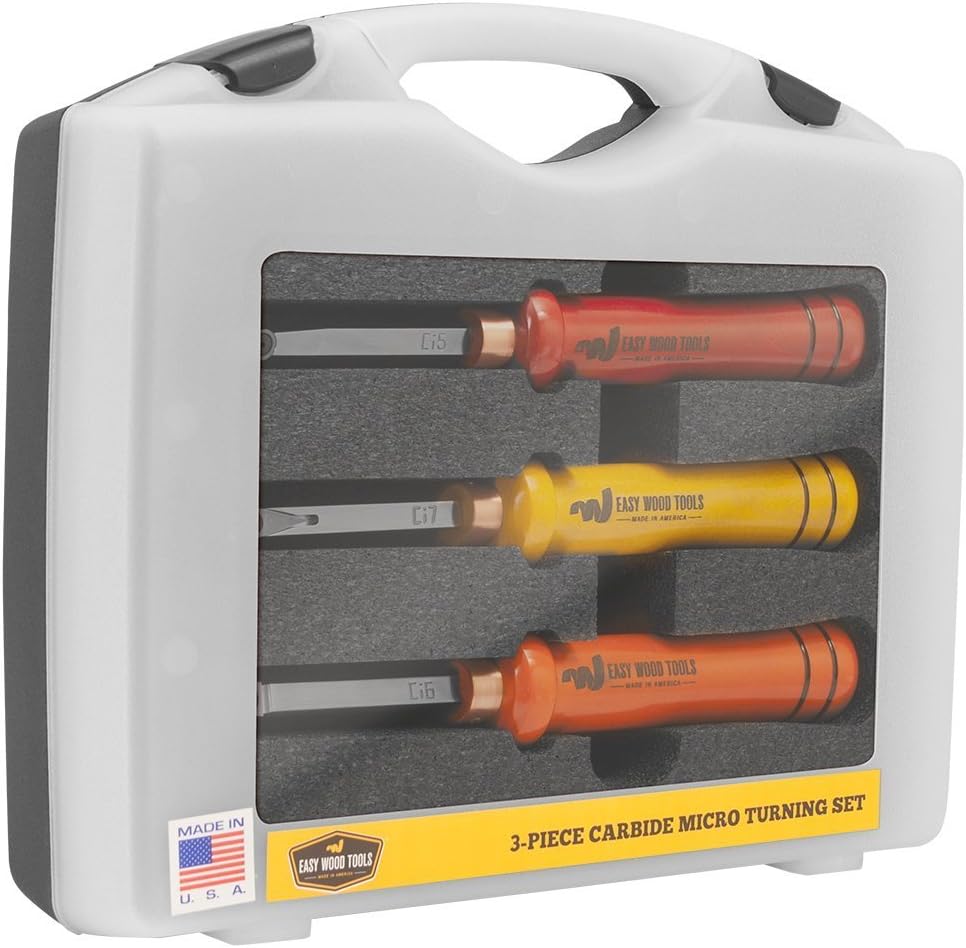 3 Piece Carbide Micro Turning Set by Easy Wood Tools with Bonus Rougher Carbide Cutter