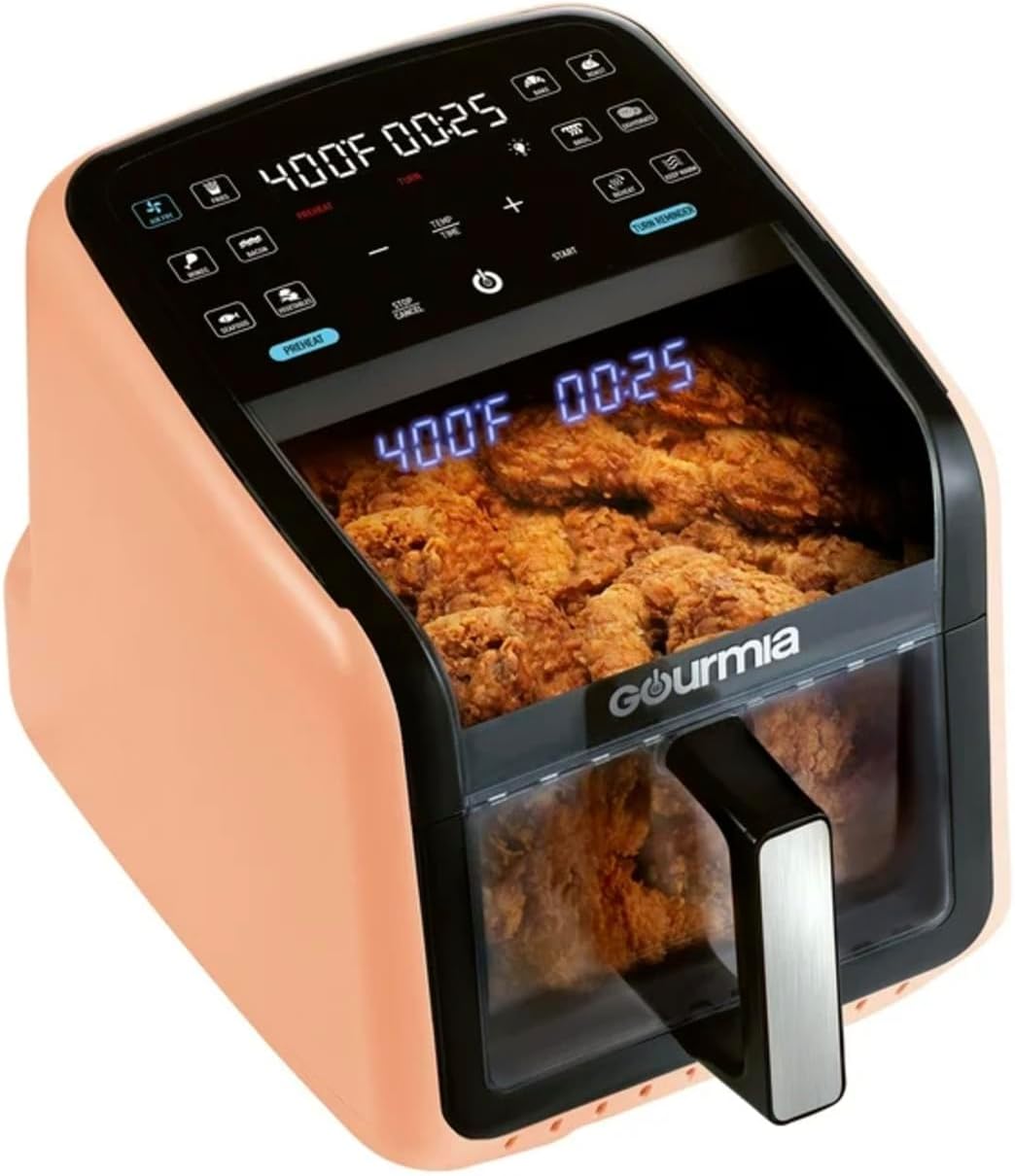 7-QT Digital Air Fryer w/Panoramic View, Holographic Display, & 12 Presets, Black,White,Green,Pink, New (Pink)