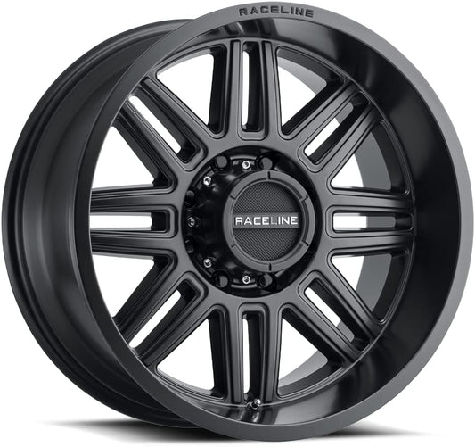Raceline Wheels 948B SPLIT Wheel Satin Black 20X10"6X135 Bolt Pattern -19mm Offset\/(4.75"B\/S) Split Spoke Aluminum Passenger Car Wheels, Full Size Replacement Black Car Rims